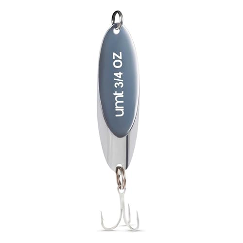Chrome Fishing Spoon Lure - 3/4oz with Sharp Treble Hook - 1 Pack
