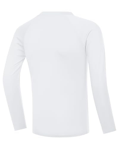 UPF 50+ Boys Long Sleeve Swim Shirt - Large / White