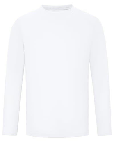 Kids Long Sleeve Athletic Rash Guard Shirt - UPF 50+ - X-Large White
