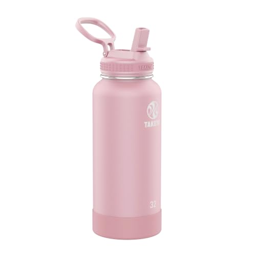 Takeya 32 oz Stainless Steel Water Bottle with Straw Lid - Blush, Insulated & Leakproof