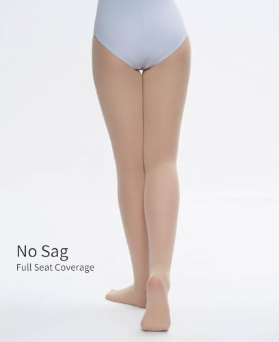 Daydance Girls Ballet Tights for Dance Gymnastics Recital Kids 12-15 Years Tan
