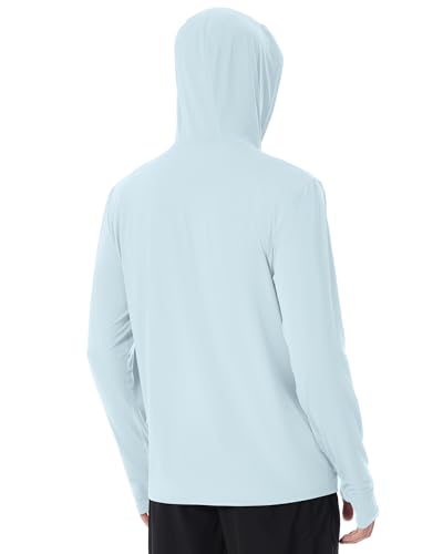Roadbox Men's UPF 50+ Sun Hoodie Jacket - Light Blue, Medium, Zip Up UV Protection Shirt