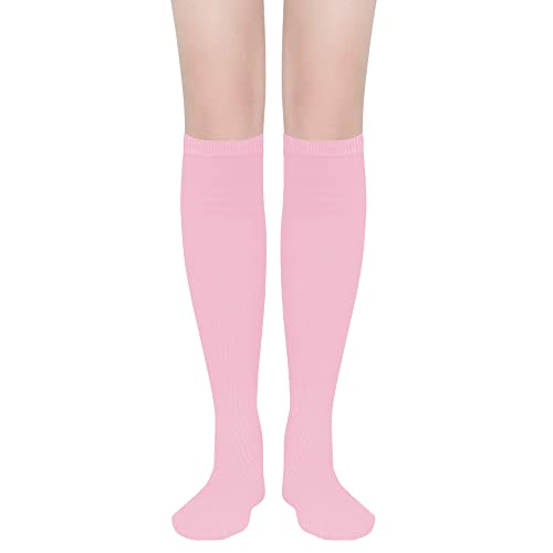 Knee High Socks for Women - Elastic Athletic Tube Socks - Pink