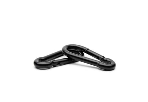 Heavy Duty Zinc-Galvanized Steel Carabiner Snap Hooks - 5cm Black 2 Pack