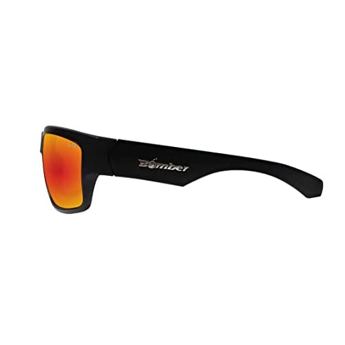 BOMBER Tiger Safety Sunglasses with Matte Black Frame, Red Mirror Lens, Safety Sunglasses - TR103-RM