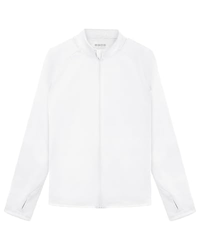 Boys Toddler Rash Guard Long Sleeve Zip Up - White, Large