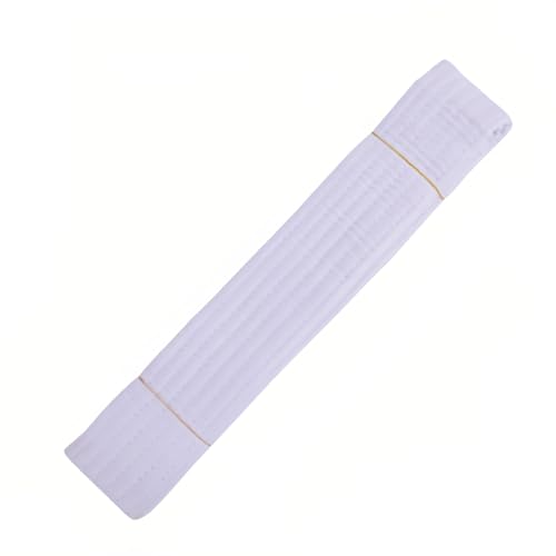 220cm White Martial Arts Belt - Double-Layered Cotton for Taekwondo, Karate, Judo