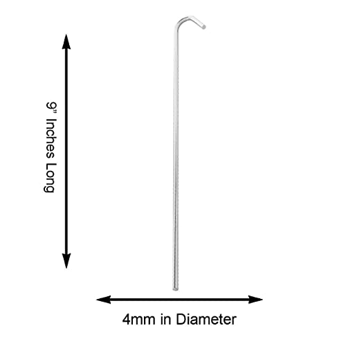 9" Galvanized Steel Tent Stakes - Pack of 20 for Camping & Gardening