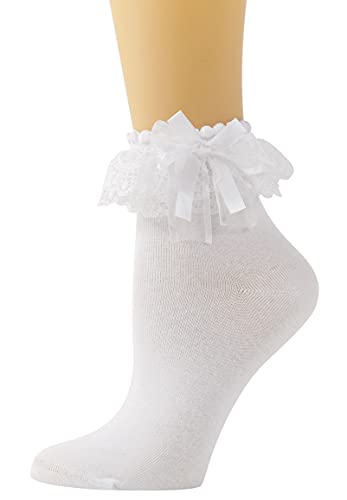 Lace Ruffle Ankle Socks - Comfortable Princess Socks - White