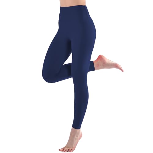 High Waisted Navy Leggings for Women - Full Length, Large-X-Large