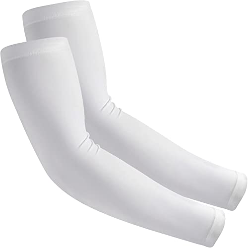 Compression Arm Sleeves for Sun Protection - White