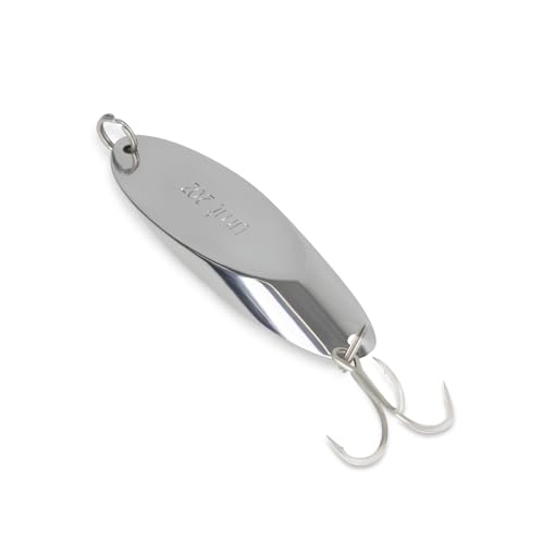 Chrome Fishing Spoon Lure - 3/4oz with Sharp Treble Hook - 1 Pack