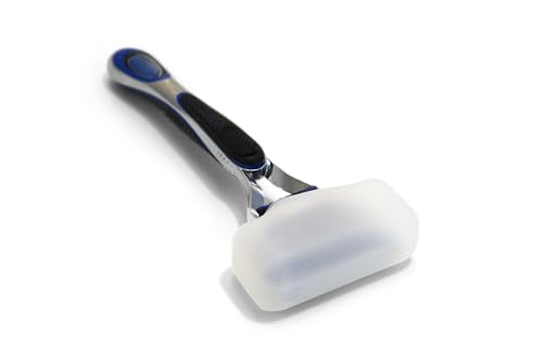 Silicone Razor Cover - Food-Grade Protector, Travel-Friendly, 2-Pack (Blue & White) - One Size