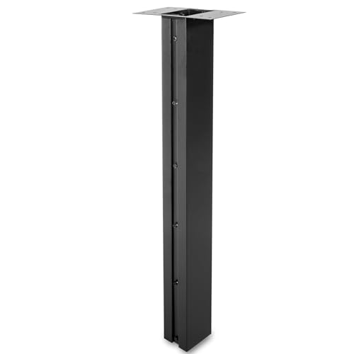 Ilyapa Black Mailbox Post for Outside, 43x4x4 inch Modern Metal Post Sleeve with Universal Mounting Plate Bracket for Curbside Residential Mailbox, Heavy Duty Outside Mailbox with Grooved Sides