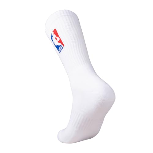 NBA Men's Cushioned Crew Socks - 6 Pack - White Red Blue