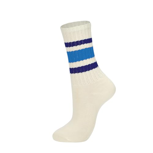 Vintage Striped Crew Socks - One Size Purple Blue