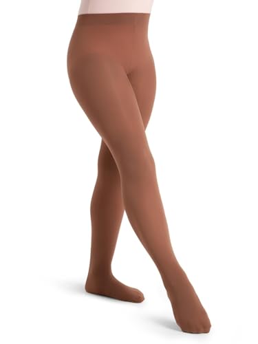 Capezio Girls' Ultra Soft Self-Knit Waistband Tights - Mocha, One Size