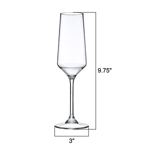 Stella 6-Pack Unbreakable Tritan Champagne Flutes - BPA-Free, Reusable, Dishwasher Safe