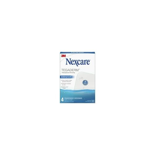 Nexcare Tegaderm Transparent Dressings 4x4¾ Inches - 4 Count Waterproof Wound Cover