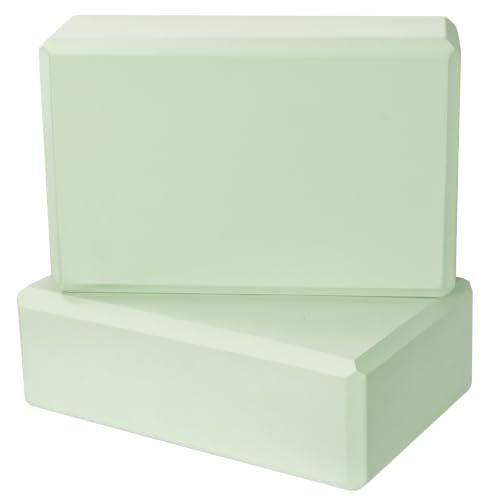 Yoga Block Set - 2 Pcs Soft Non-Slip EVA Foam - Pale Green