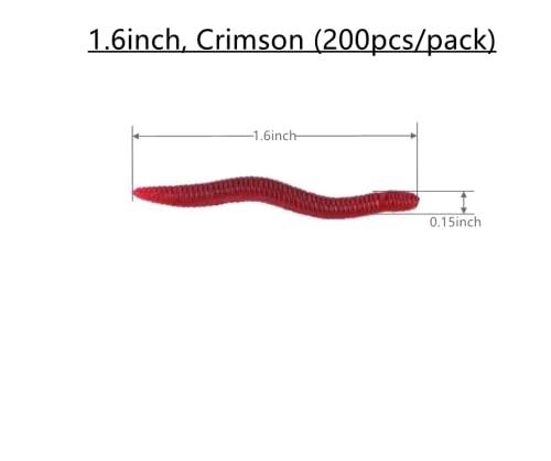 1.6-Inch Soft Fishing Lure - Red Earthworm Grub Bait (200pcs)