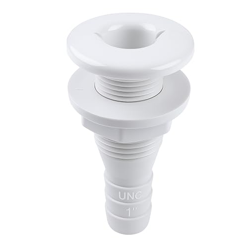 Marine Thru Hull Fitting - 1 Inch White Drain Connector