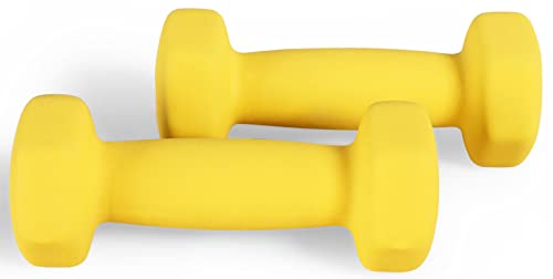 Fitvids 2-Pound Neoprene Dumbbell Hand Weights Set with Stand - Colorful Hex Shape, Anti-Slip & Anti-Roll