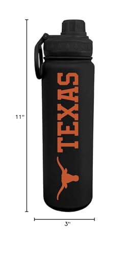 Texas Longhorns Insulated Water Bottle - 24 oz Black Tumbler