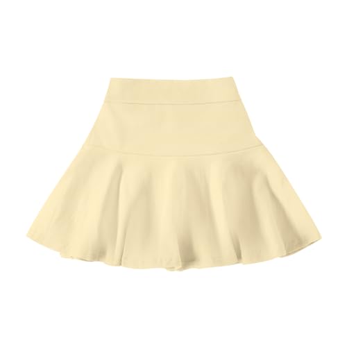 Pleated Skorts for Girls with Built-in Shorts - Cream, 7-8 Years