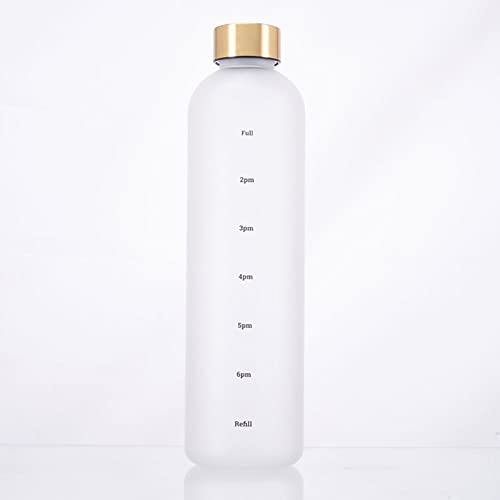 Eforcase 32 oz Water Bottle with Time Marker – Tritan, White (1 L)