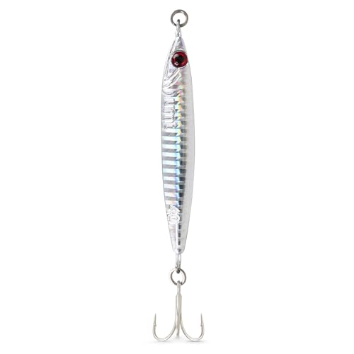 40g Silver Casting Jig with Treble Hook - Sea Bass, Fluke, Porgy - 1 Pack