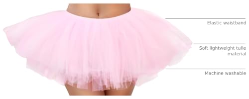 5-Layer Tutu Dance Skirt - Fluffy Bubble Skirt for Women - Pink