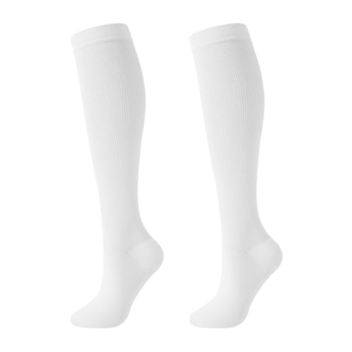 Compression Socks for Women - Knee High Stockings - White