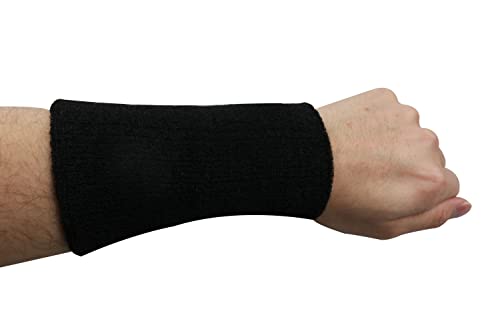 6-Inch Elastic Sports Wristbands for Men & Women - Black