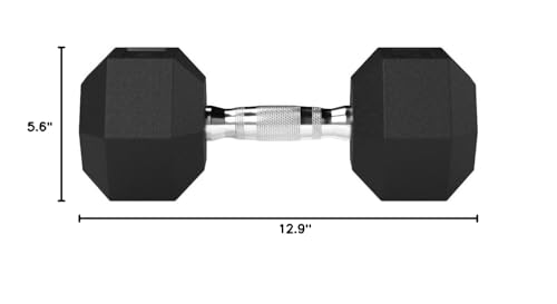 30 lb Rubber Hex Dumbbell for Strength Training and Exercise