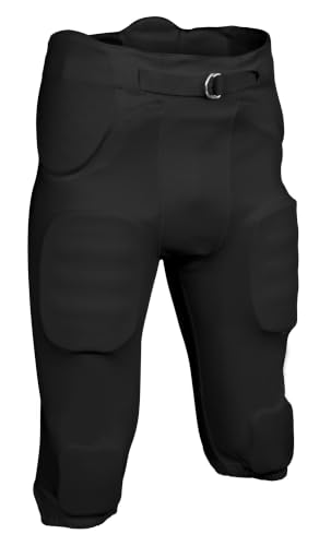 Sports Unlimited FlexForm Men’s Integrated Padded Football Pants with Pads – Large, Black