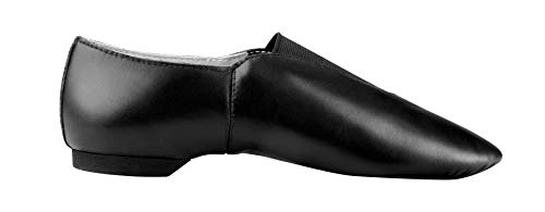 Linodes Leather Toddler & Kids Jazz Slip-On Shoes Black, Elastic Top - 3 Little Kid