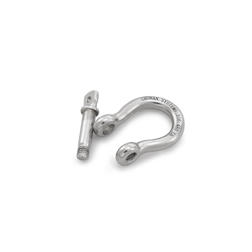 1/4" Marine Grade Stainless Steel Bow Shackles - 6 Pcs, 480 Lbs Capacity