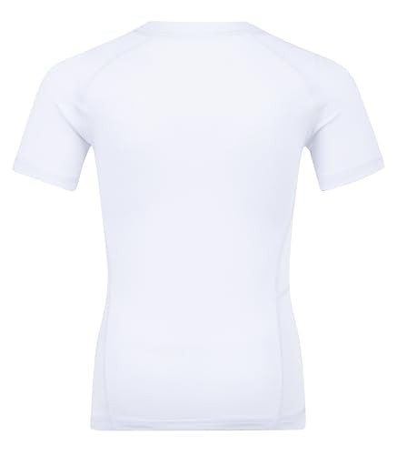 Boys Compression Shirt - Short Sleeve Quick Dry Base Layer, Large White