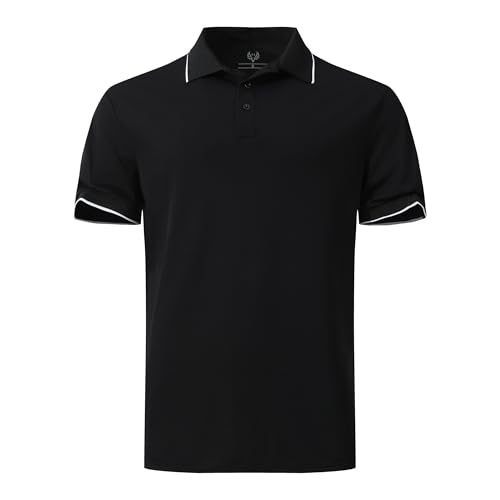Men's Quick-Dry Active Polo Shirt - Black, Large