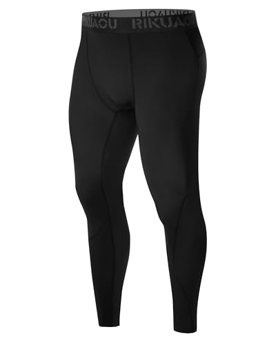 Men's Compression Pants - Athletic Leggings Tights for Gym - Large Black