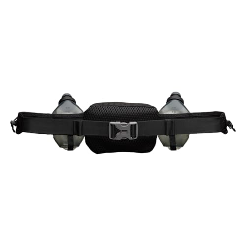 Running Belt Hydration Pack with Flasks & Storage Pockets - Black