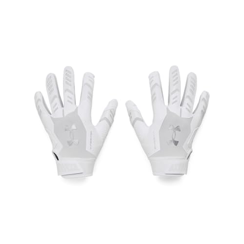 Under Armour Boys F9 Nitro Football Gloves - White/Distant Gray/Metallic Silver, Small