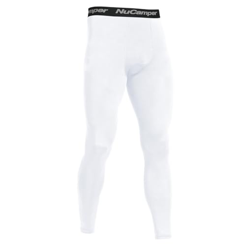 Men's Compression Pants - Cool Dry Breathable Leggings - White, Small