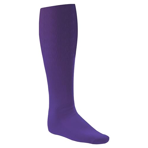 Knee High Athletic Socks for Baseball, Softball, Soccer - Large Purple