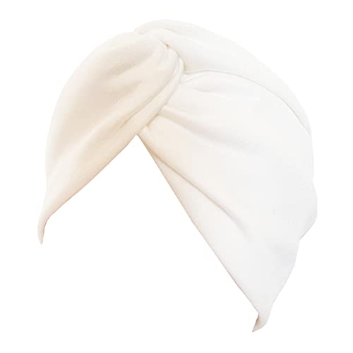 White Chemo Sleep Turban Wrap Cap Hat for Cancer Patients - One Size