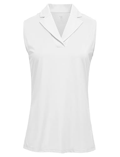 Women's Sleeveless Golf Polo Shirt - UPF 50 Dry Fit V Neck