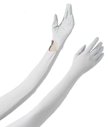 UV Protection Full Finger Driving Gloves - Light Grey