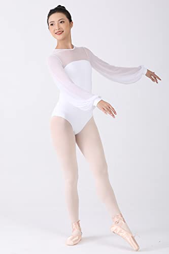 Dance Elite Aisling Leotard for Women, Long Mesh Sleeves