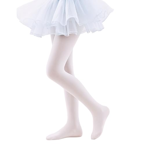 Girls' Ultra-Soft Footed Dance Tights - White, 1-3T
